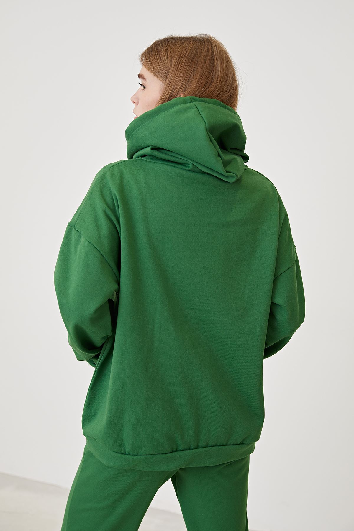 Fermuarlı Sweatshirt-Yeşil