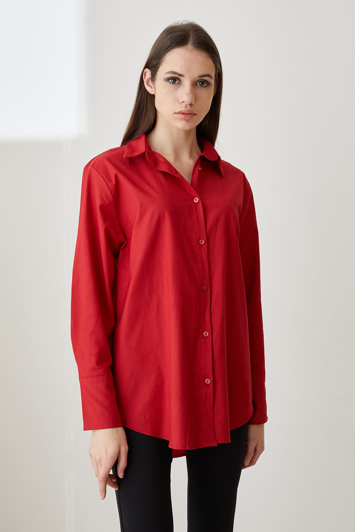Oversize Gömlek-Kırmızı