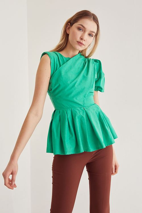 Tek Omuz Bluz-Yeşil