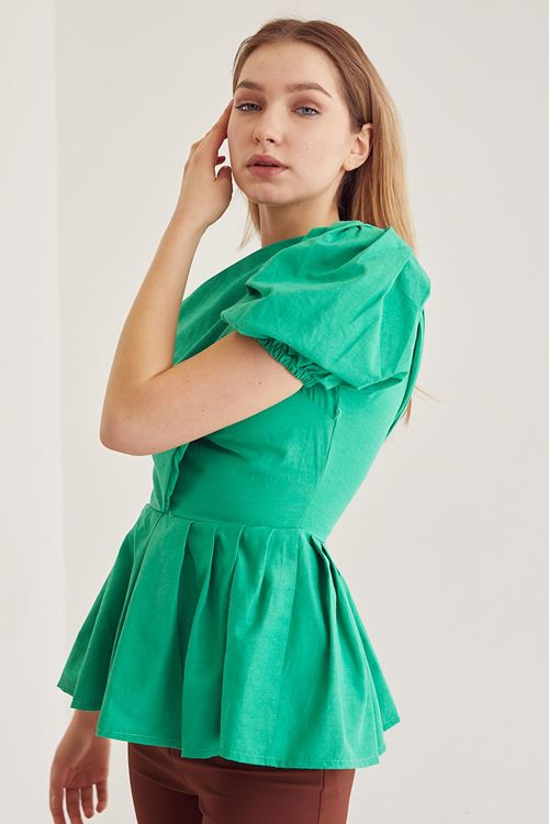 Tek Omuz Bluz-Yeşil