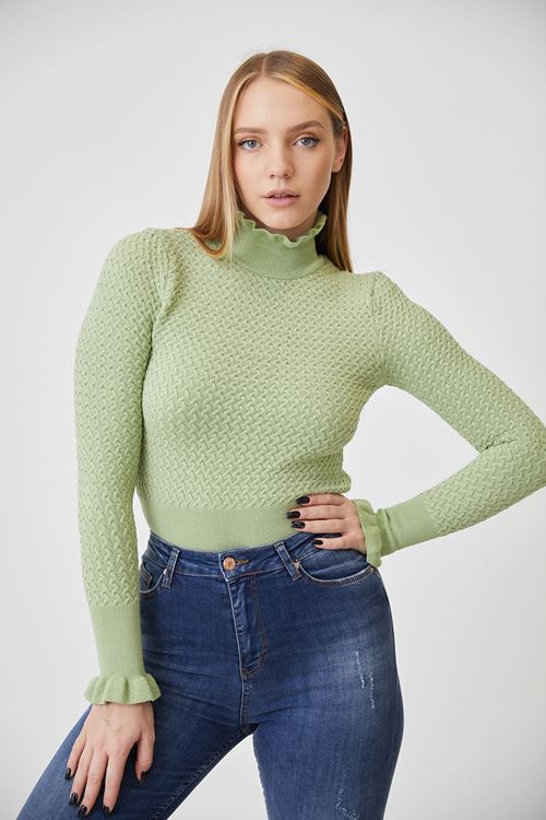 Fırfır Detay Bluz-Mint