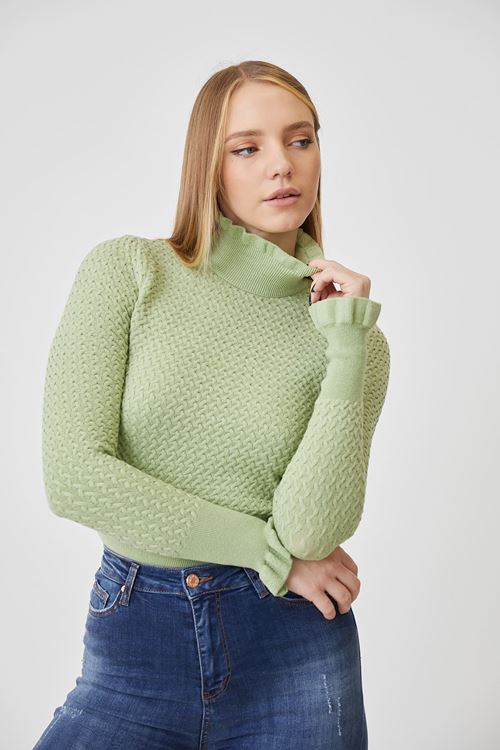 Fırfır Detay Bluz-Mint