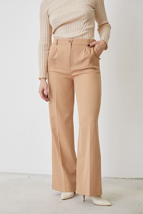 Retro Palazzo Pantolon-Karamel