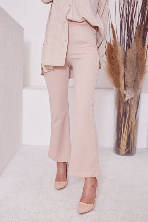 İspanyol Paça Pantolon-Taş