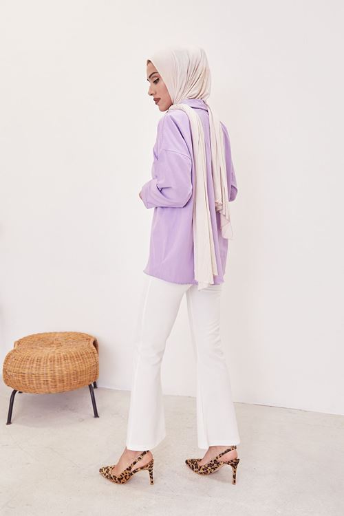 İspanyol Paça Pantolon-Ekru