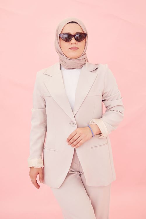 Retro Palazzo Ceket-Açık Gri