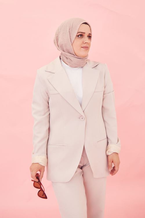 Retro Palazzo Ceket-Açık Gri