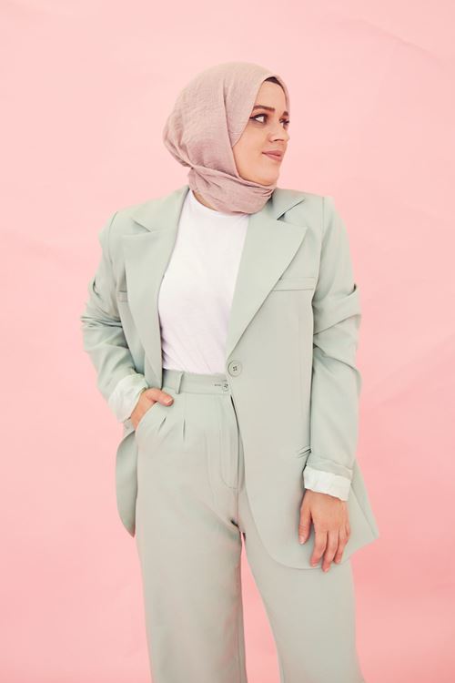 Retro Palazzo Ceket-Açık Mint