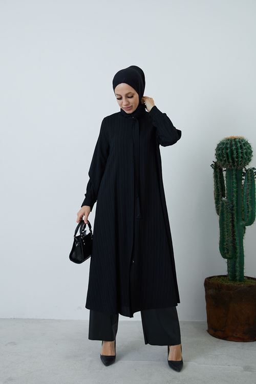 Fularlı Tunik-Siyah