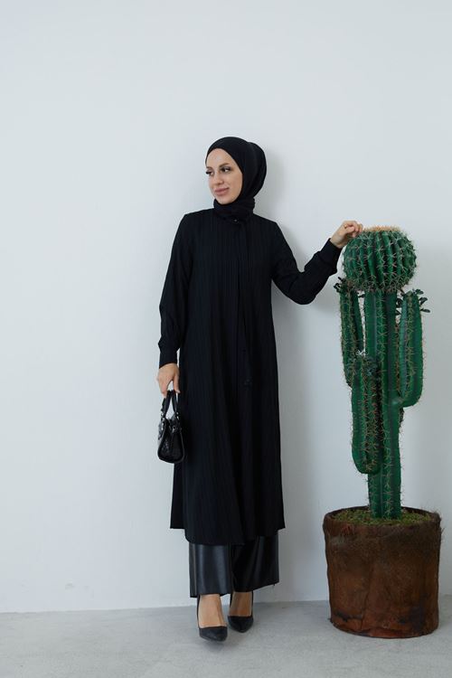 Fularlı Tunik-Siyah