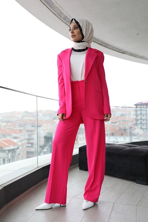 Retro Palazzo Takım-Koyu Fuşya