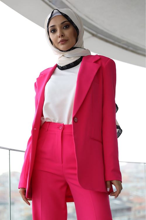 Retro Palazzo Takım-Koyu Fuşya