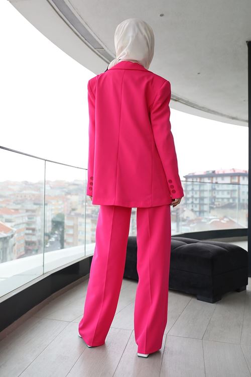 Retro Palazzo Takım-Koyu Fuşya