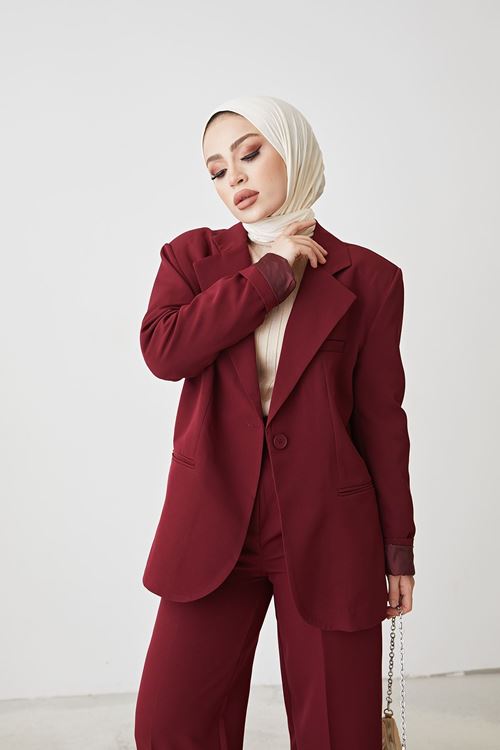 Retro Palazzo Takım-Bordo