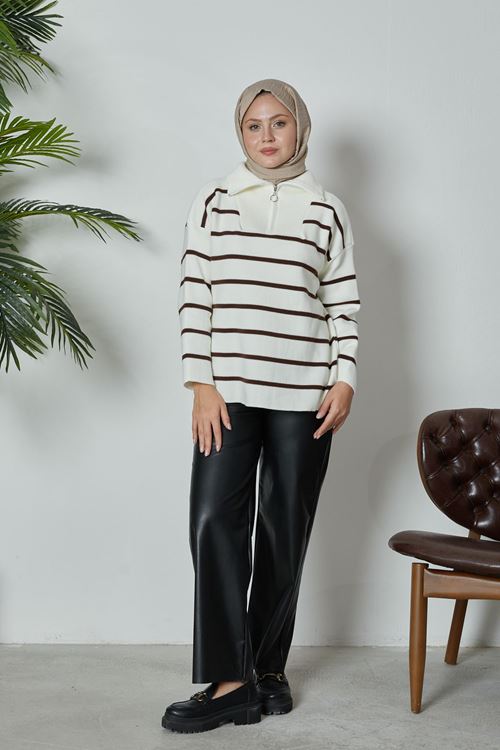 Kadın Çift Cepli Deri Pantolon-Siyah