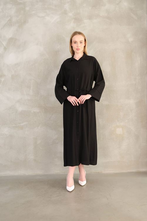 Pat Detay Elbise-Siyah