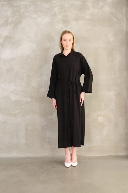 Pat Detay Elbise-Siyah