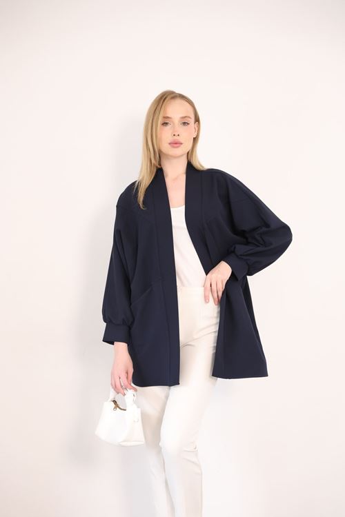 Cep Detay Atlas Hırka-Lacivert