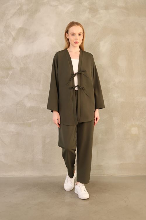 İki  Bağcıklı Pantolonlu Takım-Haki