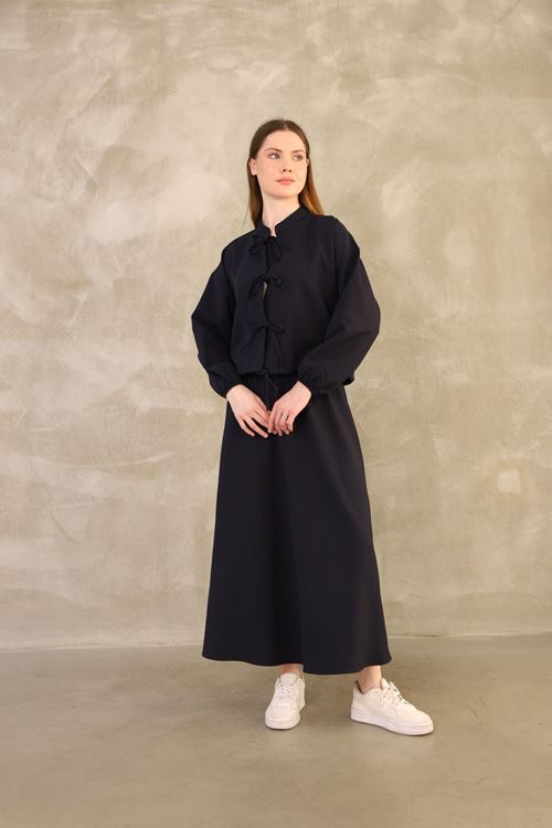 Üç Bağcıklı Etekli Takım-Lacivert