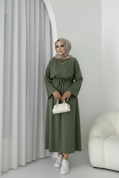 Beli Tünelli Oysho Elbise-Haki