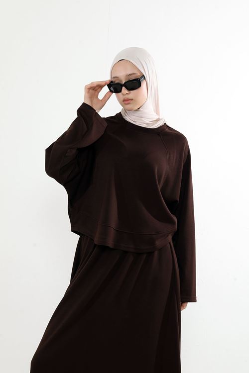 Yarasa Kol Oysho  Etekli Takım-Kahve