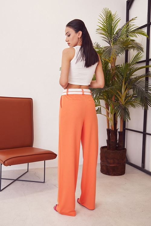 Bel Detay Bol Pantolon-Oranj
