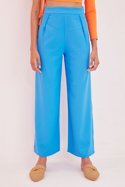 Yırtmaçlı Pantolon-Mavi