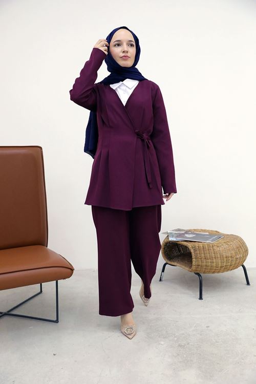 Pensli Bağlamalı Takım-Bordo