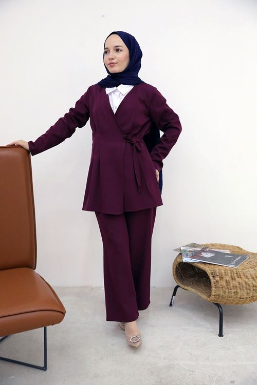 Pensli Bağlamalı Takım-Bordo