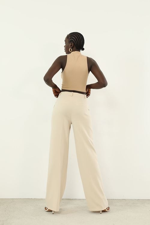 Retro Palazzo Pantolon-Bej