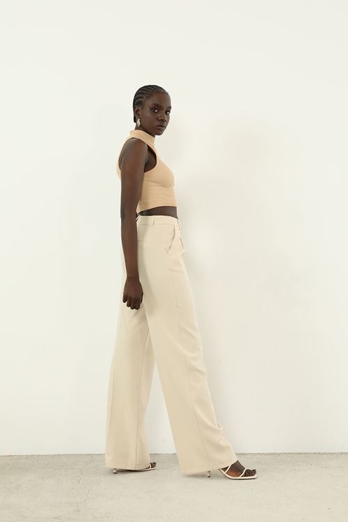 Retro Palazzo Pantolon-Bej