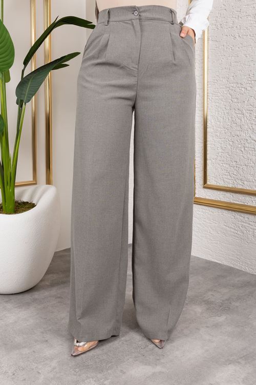 Pile Detay Poliviskon Palazzo Pantolon-Antrasit