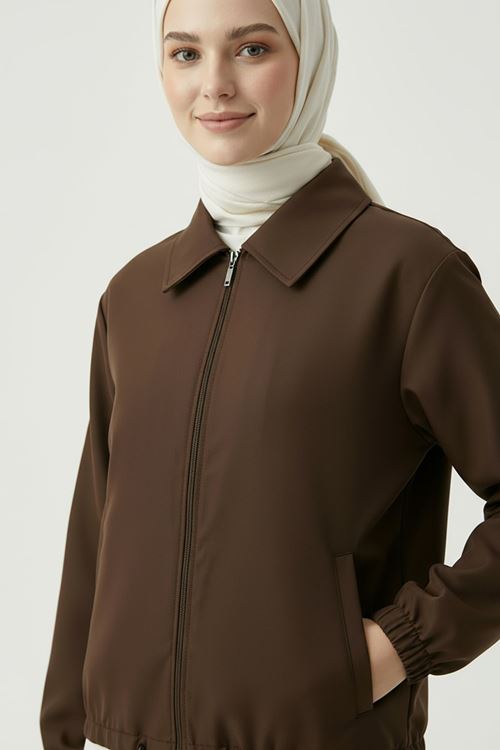 Flota Cep Fermuar Detay Trençkot-Kahve