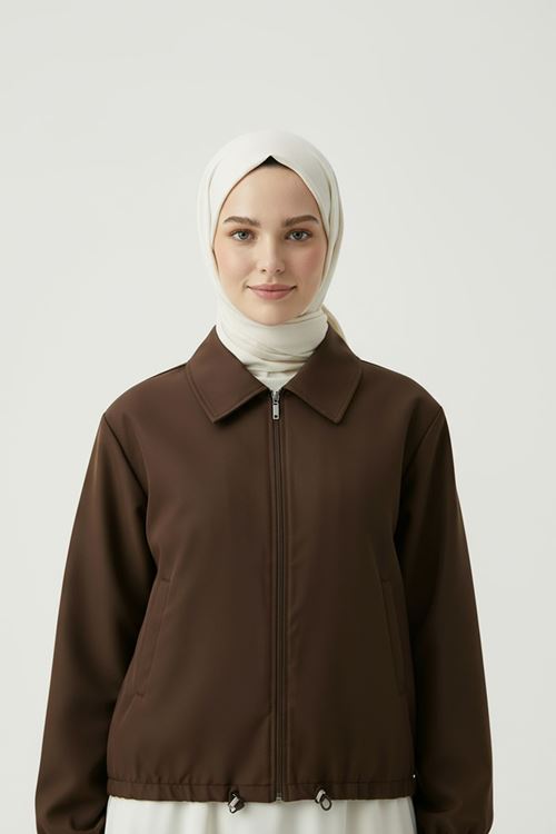 Flota Cep Fermuar Detay Trençkot-Kahve