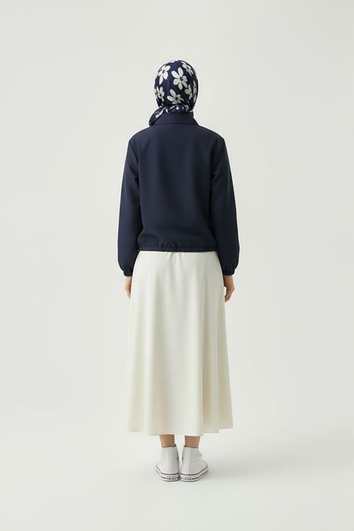 Flota Cep Fermuar Detay Trençkot-Lacivert