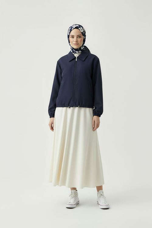 Flota Cep Fermuar Detay Trençkot-Lacivert