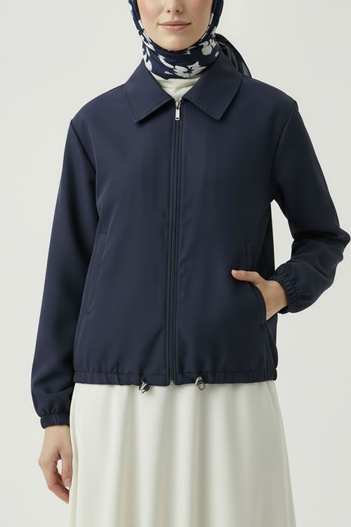 Flota Cep Fermuar Detay Trençkot-Lacivert