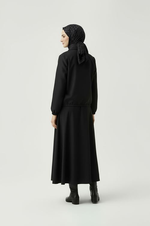 Flota Cep Fermuar Detay Trençkot-Siyah