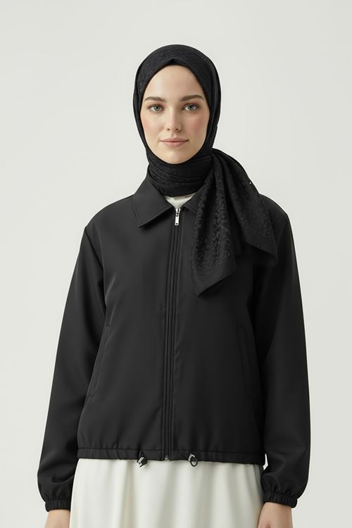 Flota Cep Fermuar Detay Trençkot-Siyah