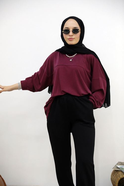 Ön Roba Detay Pike Tunik-Bordo
