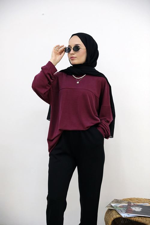 Ön Roba Detay Pike Tunik-Bordo