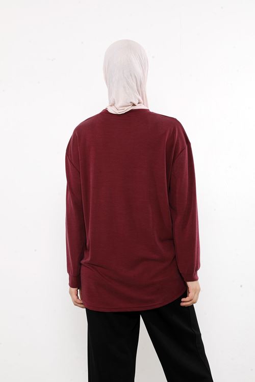Ön Parçalı Pike Tunik-Bordo