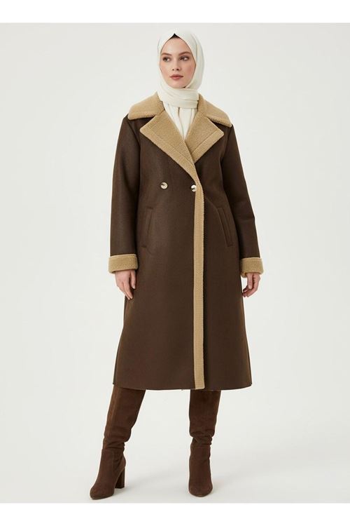 Uzun Boy Flotalı Ön Patlı Kaban-Kahve