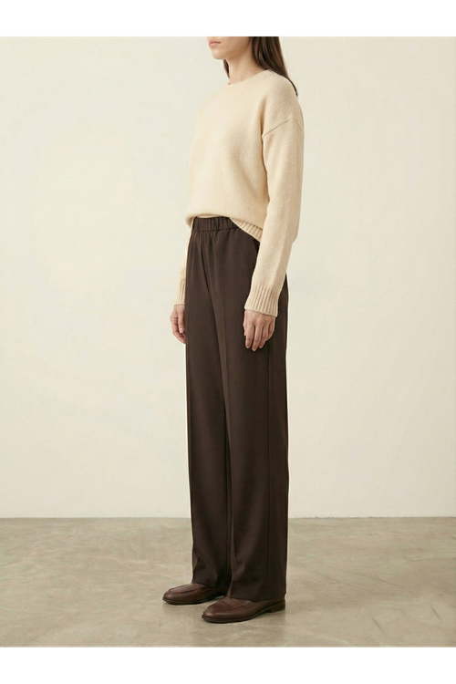 Düz Paça Atlas Pantolon-Kahve