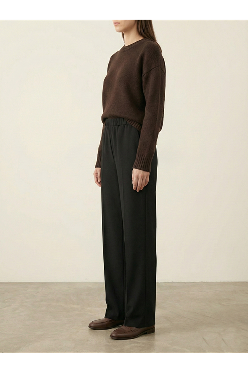 Düz Paça Atlas Pantolon-Siyah