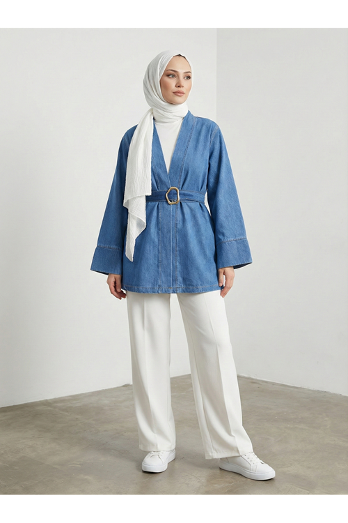 Geniş Manşet Kot Ceket-Kot Rengi