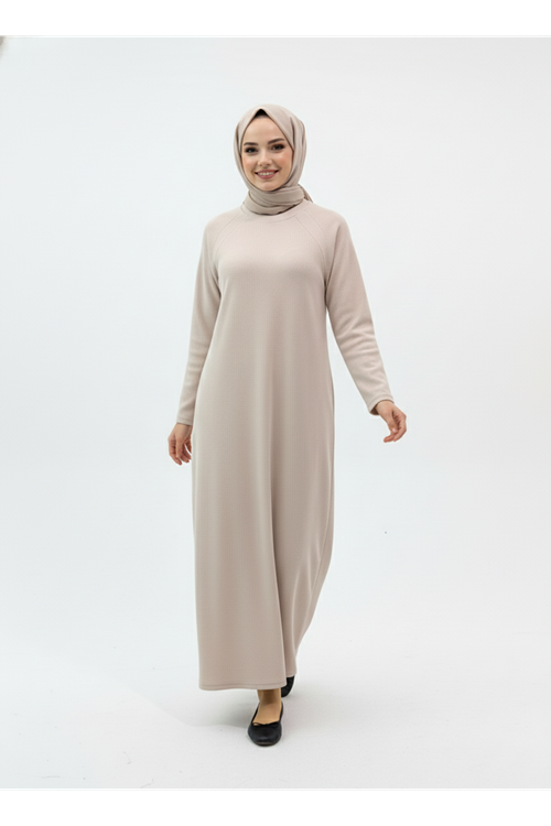 Reglan Kol Contalı Elbise-Taş