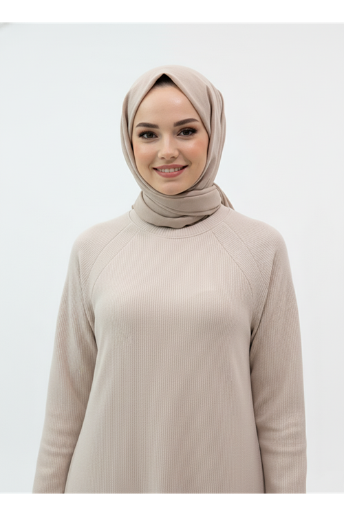 Reglan Kol Contalı Elbise-Taş