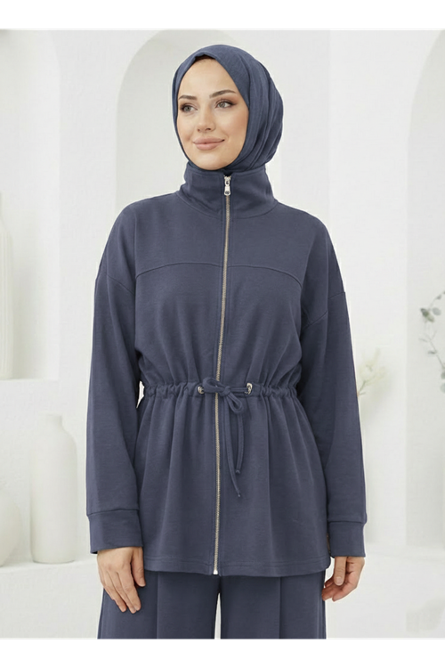 Beli Tünelli Pantolonlu Takım-Antrasit